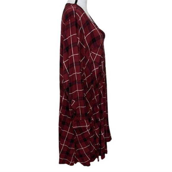 Torrid Red Plaid Mini Challis Button Front Shirt Dress Plus Size 2X 2 - Picture 4 of 13